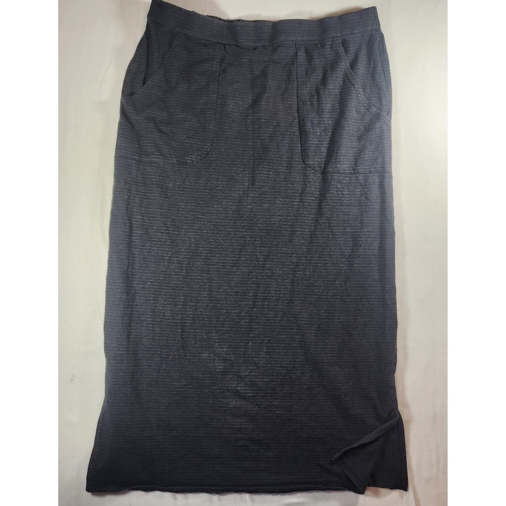 Prana Hemp laganlook Organic Cotton Midi Skirt Charcoal Gray Space Dye Pockets